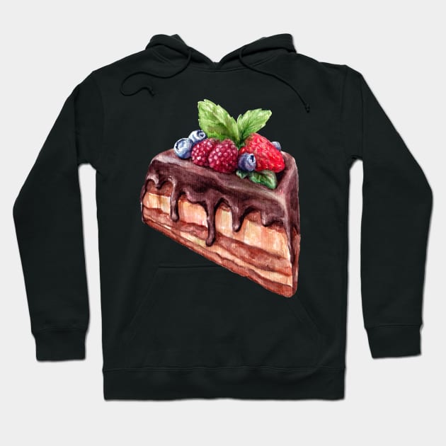 Piece of chocolate cake with berry Hoodie by lisenok